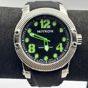 Silver & Green Miykon Men's Watch